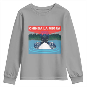 Chinga La Migra Red Eye Laser Loon Youth Sweatshirt Political Resist Ice Minnesota Protest TS02 Sport Gray Print Your Wear