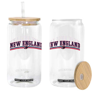 Vintage New England Pride Retro Varsity Athletic Style Graphic Glass Can Game Day Sports Fan