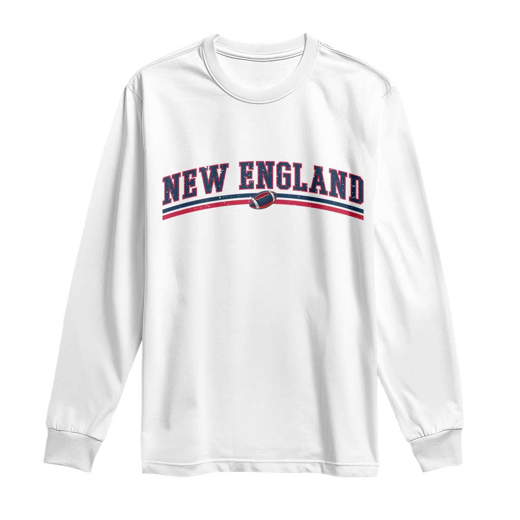 Vintage New England Pride Retro Varsity Athletic Style Graphic Long Sleeve Shirt Game Day Sports Fan TS02 White Print Your Wear