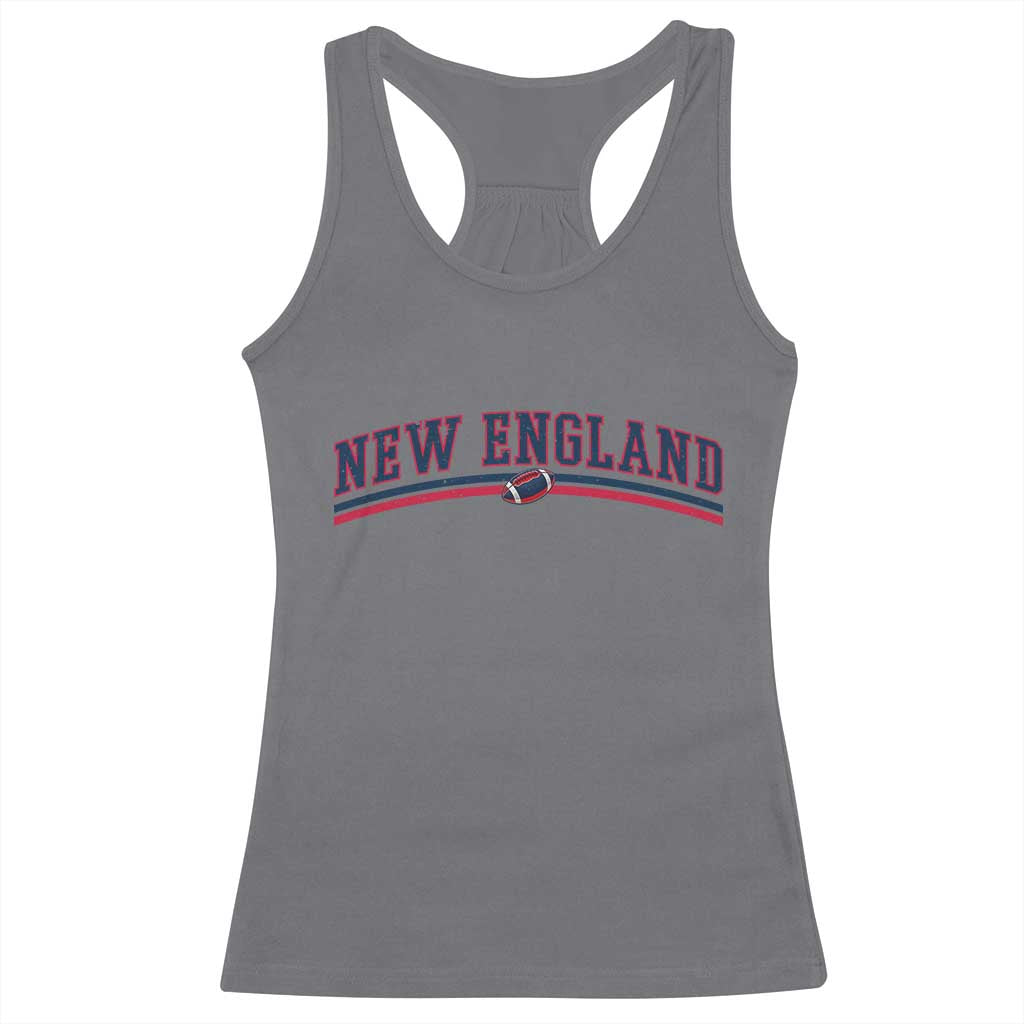 Vintage New England Pride Retro Varsity Athletic Style Graphic Racerback Tank Top Game Day Sports Fan