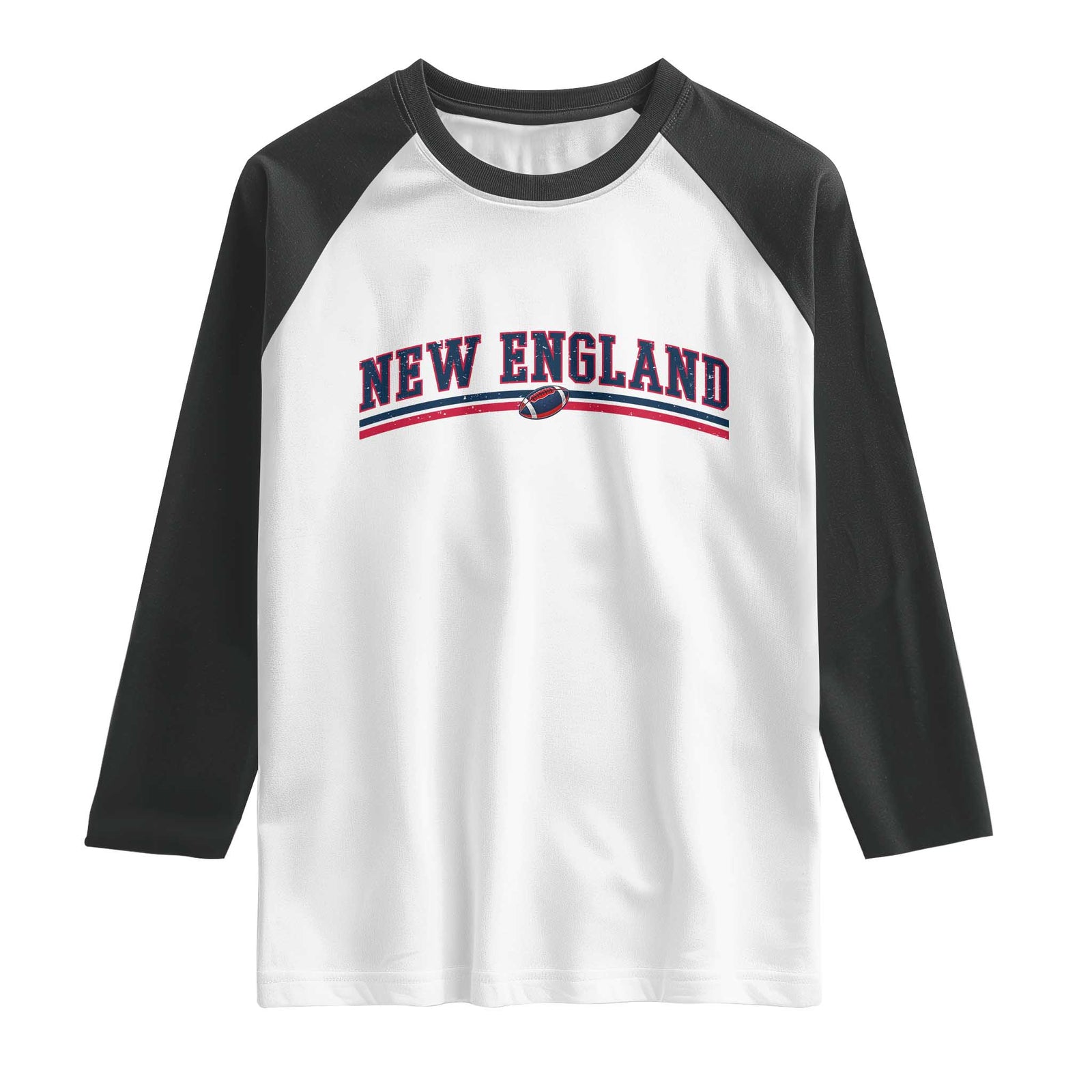 Vintage New England Pride Retro Varsity Athletic Style Graphic Raglan Shirt Game Day Sports Fan TS02 White Black Print Your Wear