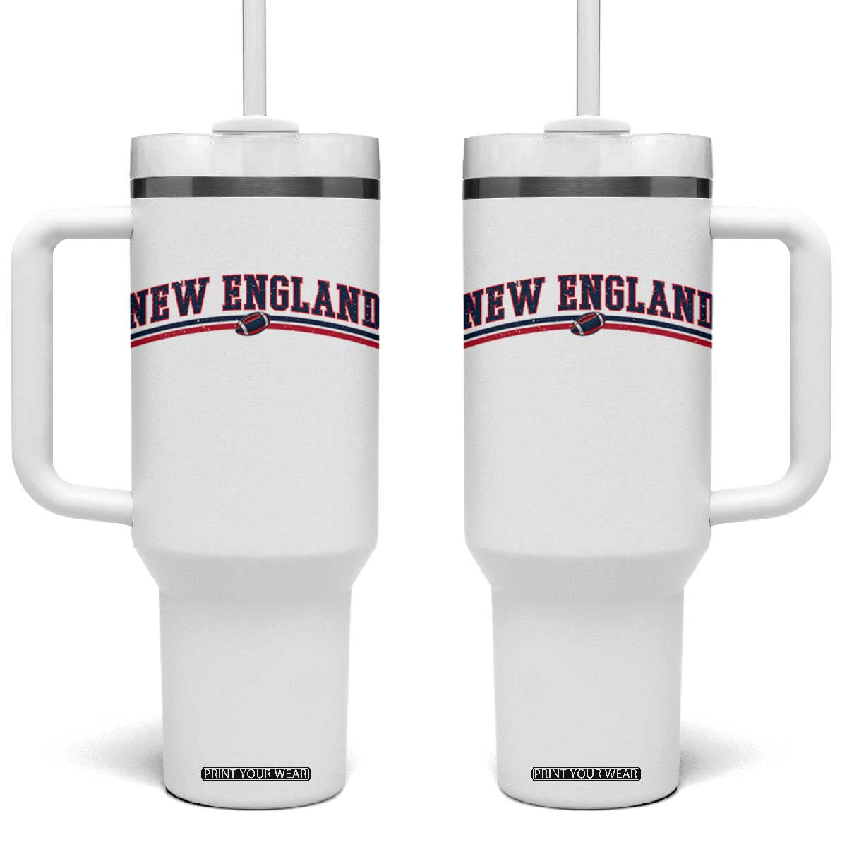 Vintage New England Pride Retro Varsity Athletic Style Graphic Tumbler With Handle Game Day Sports Fan TS02 One Size: 40 oz White Print Your Wear
