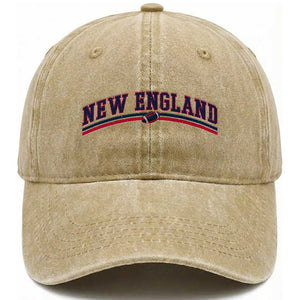 Vintage New England Pride Retro Varsity Athletic Style Graphic Washed Cotton Baseball Cap Game Day Sports Fan
