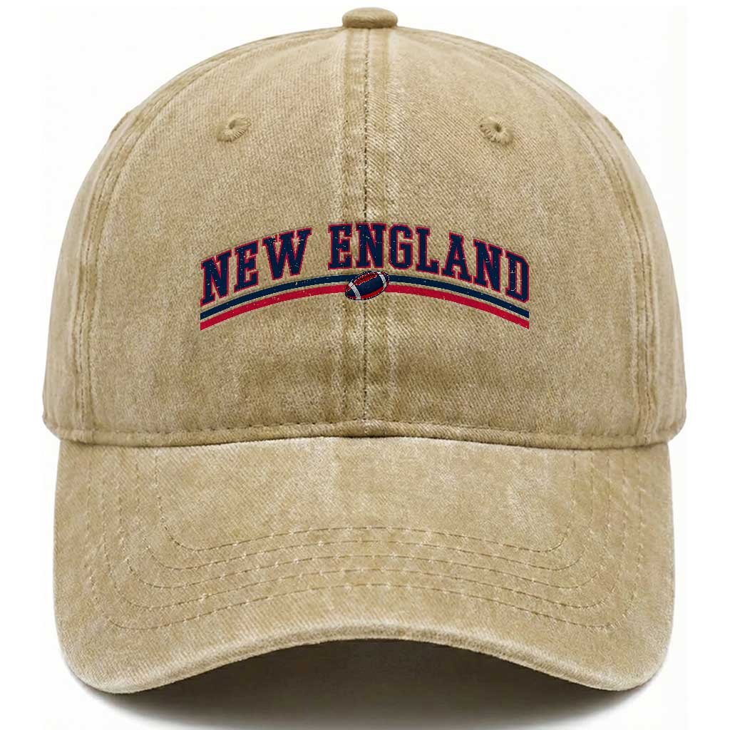 Vintage New England Pride Retro Varsity Athletic Style Graphic Washed Cotton Baseball Cap Game Day Sports Fan TS02 Print Your Wear