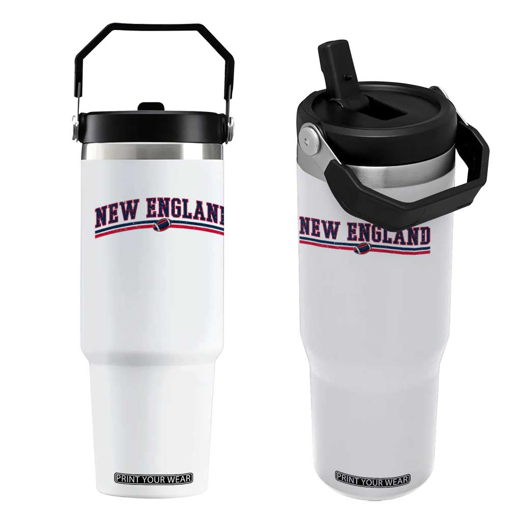 Vintage New England Pride Retro Varsity Athletic Style Graphic Flip Straw Tumbler Game Day Sports Fan TS02 One Size: 30 oz White Print Your Wear