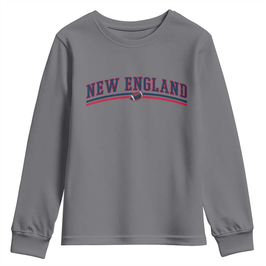 Vintage New England Pride Retro Varsity Athletic Style Graphic Youth Sweatshirt Game Day Sports Fan