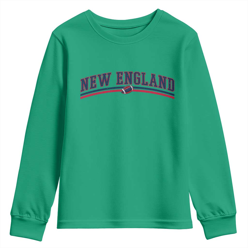 Vintage New England Pride Retro Varsity Athletic Style Graphic Youth Sweatshirt Game Day Sports Fan