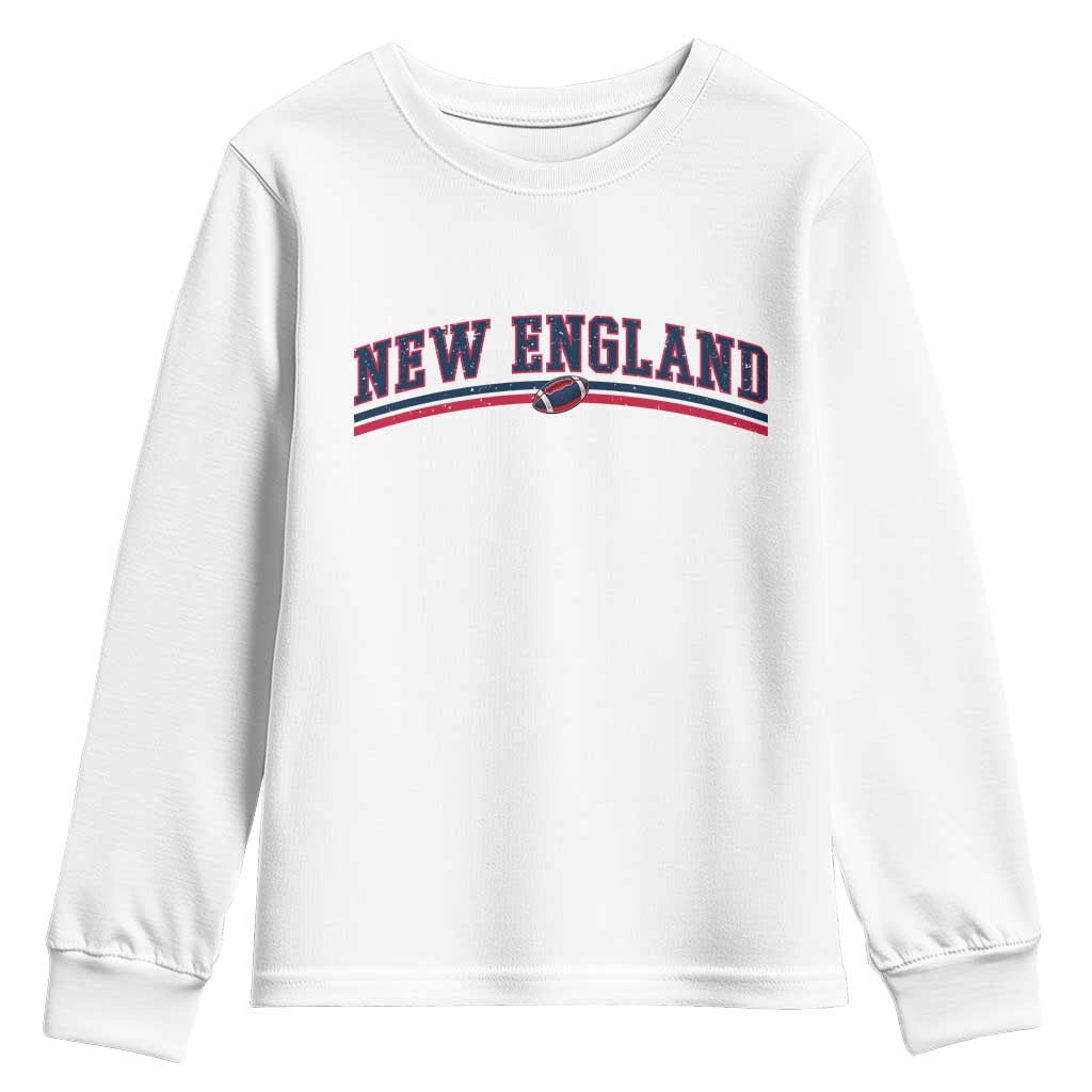 Vintage New England Pride Retro Varsity Athletic Style Graphic Youth Sweatshirt Game Day Sports Fan TS02 White Print Your Wear