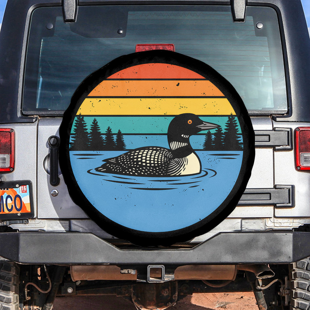 Vintage Retro Sunset Loon Spare Tire Cover Lake Life Wildlife Nature Horizon TS02 Print Your Wear