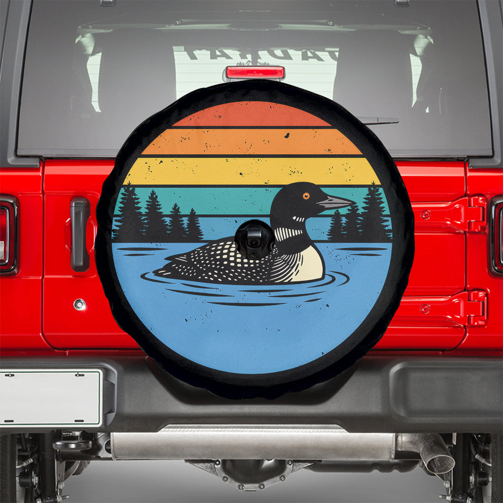 Vintage Retro Sunset Loon Spare Tire Cover Lake Life Wildlife Nature Horizon TS02 Print Your Wear