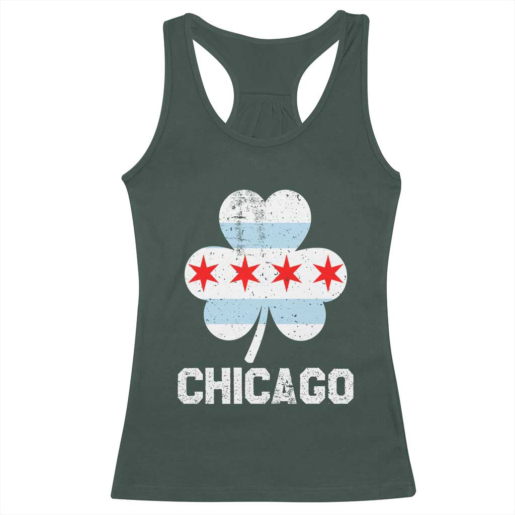 Chicago St Patricks Day Racerback Tank Top South Side Irish Pride Shamrock TS02 Dark Forest Green Print Your Wear