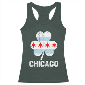 Chicago St Patricks Day Racerback Tank Top South Side Irish Pride Shamrock TS02 Dark Forest Green Print Your Wear