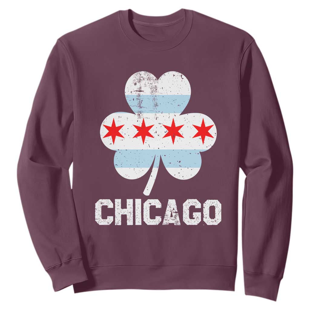 Chicago St Patrick's Day Sweatshirt South Side Irish Pride Shamrock TS02 Maroon Printyourwear