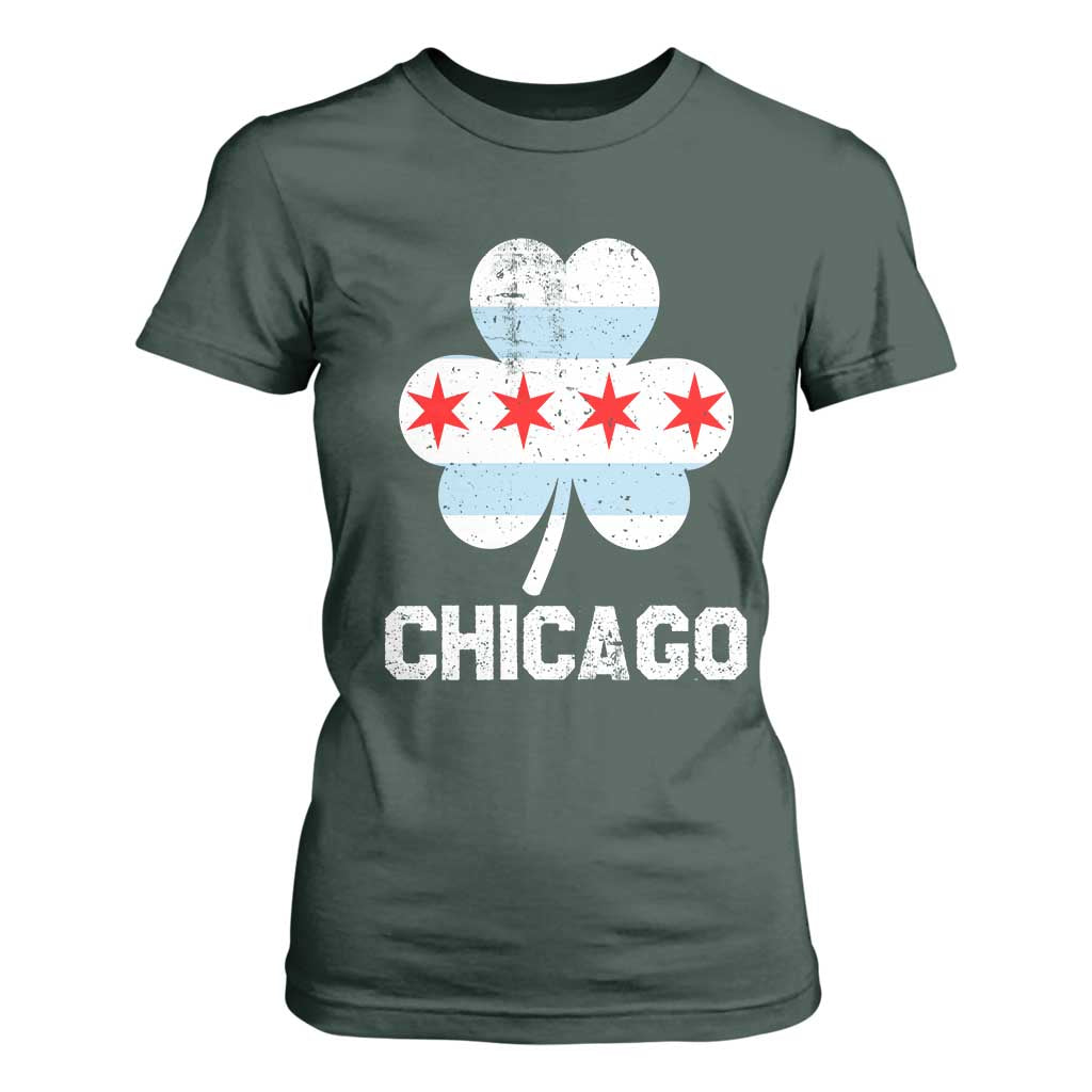 Chicago St Patricks Day T Shirt For Women South Side Irish Pride Shamrock TS02 Dark Forest Green Print Your Wear
