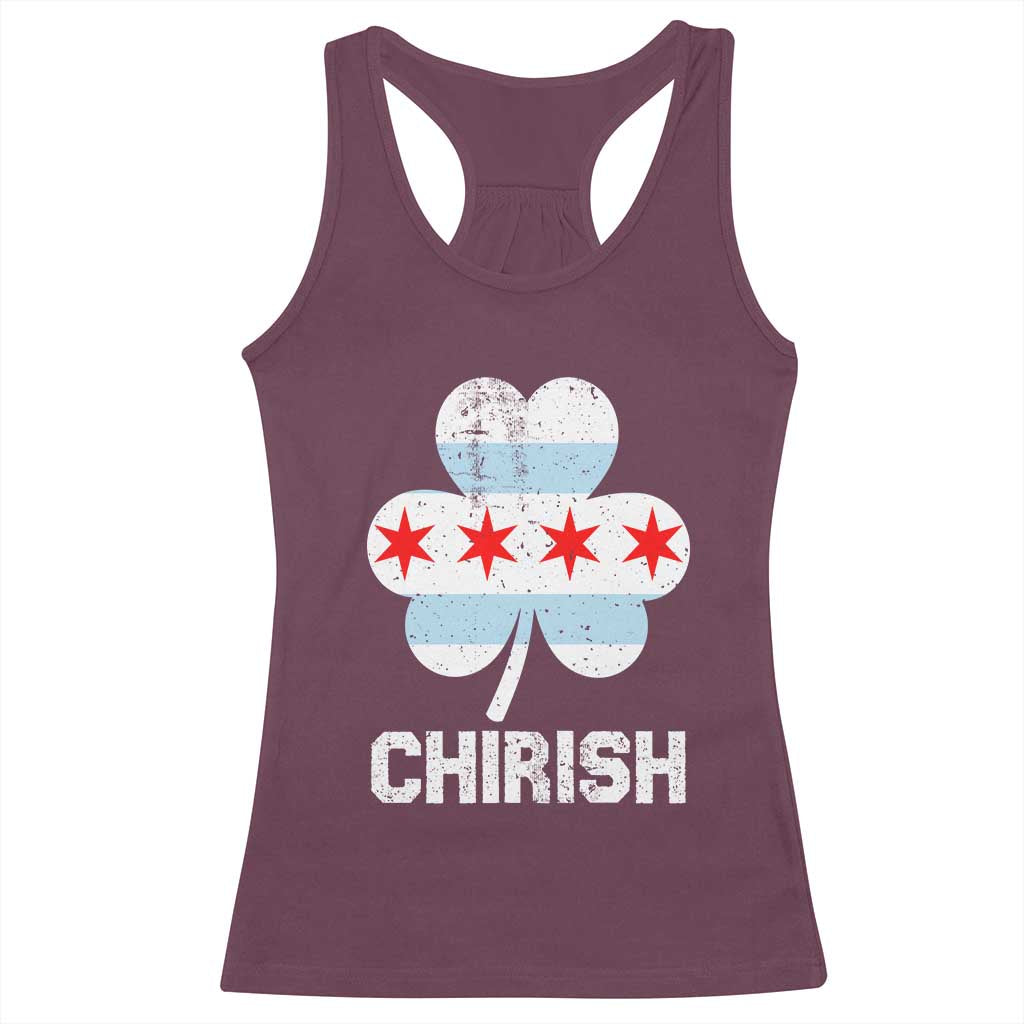 Chicago St Patricks Day Racerback Tank Top Chirish American Irish South Side Pride Shamrock TS02 Maroon Print Your Wear