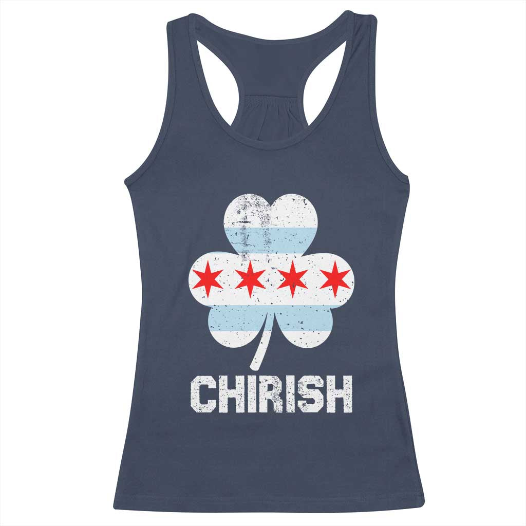Chicago St Patricks Day Racerback Tank Top Chirish American Irish South Side Pride Shamrock TS02 Navy Print Your Wear