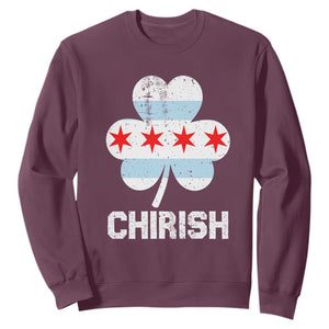 Chicago St Patrick's Day Sweatshirt Chirish American Irish South Side Pride Shamrock TS02 Maroon Printyourwear