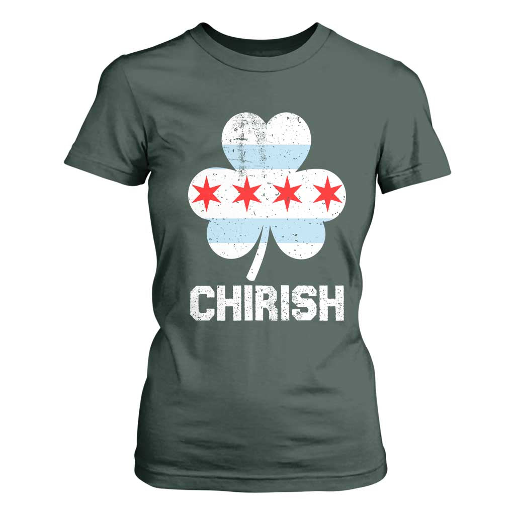Chicago St Patricks Day T Shirt For Women Chirish American Irish South Side Pride Shamrock TS02 Dark Forest Green Print Your Wear