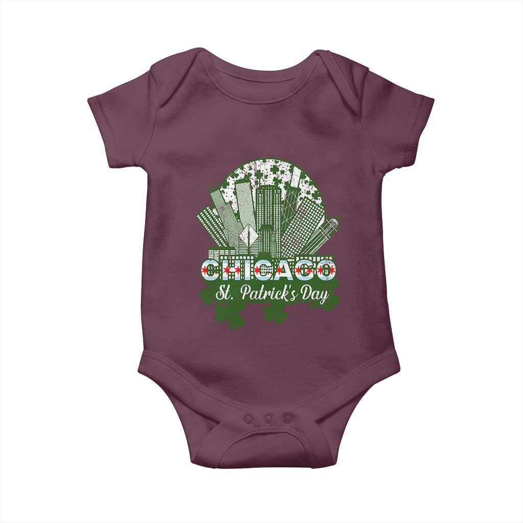 Chicago St Patricks Day Baby Onesie South Side Irish American Pride TS02 Maroon Print Your Wear