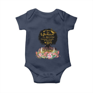 Afro Black Queen Baby Onesie I Love The Woman I've Become Melanin African American Pride TS02 Navy Print Your Wear