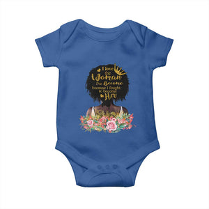 Afro Black Queen Baby Onesie I Love The Woman I've Become Melanin African American Pride TS02 Royal Blue Print Your Wear
