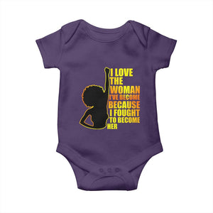 Afro Black Pride Baby Onesie I Love The Woman I've Become Melanin Silhouette TS02 Purple Print Your Wear