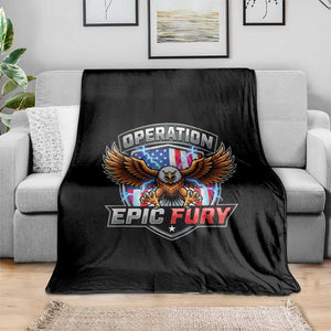 Operation Epic Fury Patriotic Bald Eagle Throw Blanket American Flag Shield Graphic Freedom Pride TS02 Print Your Wear