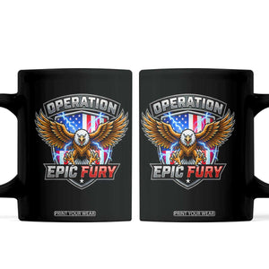 Operation Epic Fury Patriotic Bald Eagle Coffee Mug American Flag Shield Graphic Freedom Pride TS02 Black Print Your Wear