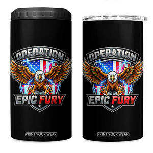 Operation Epic Fury Patriotic Bald Eagle 4 in 1 Can Cooler Tumbler American Flag Shield Graphic Freedom Pride TS02 One Size: 16 oz Black Print Your Wear