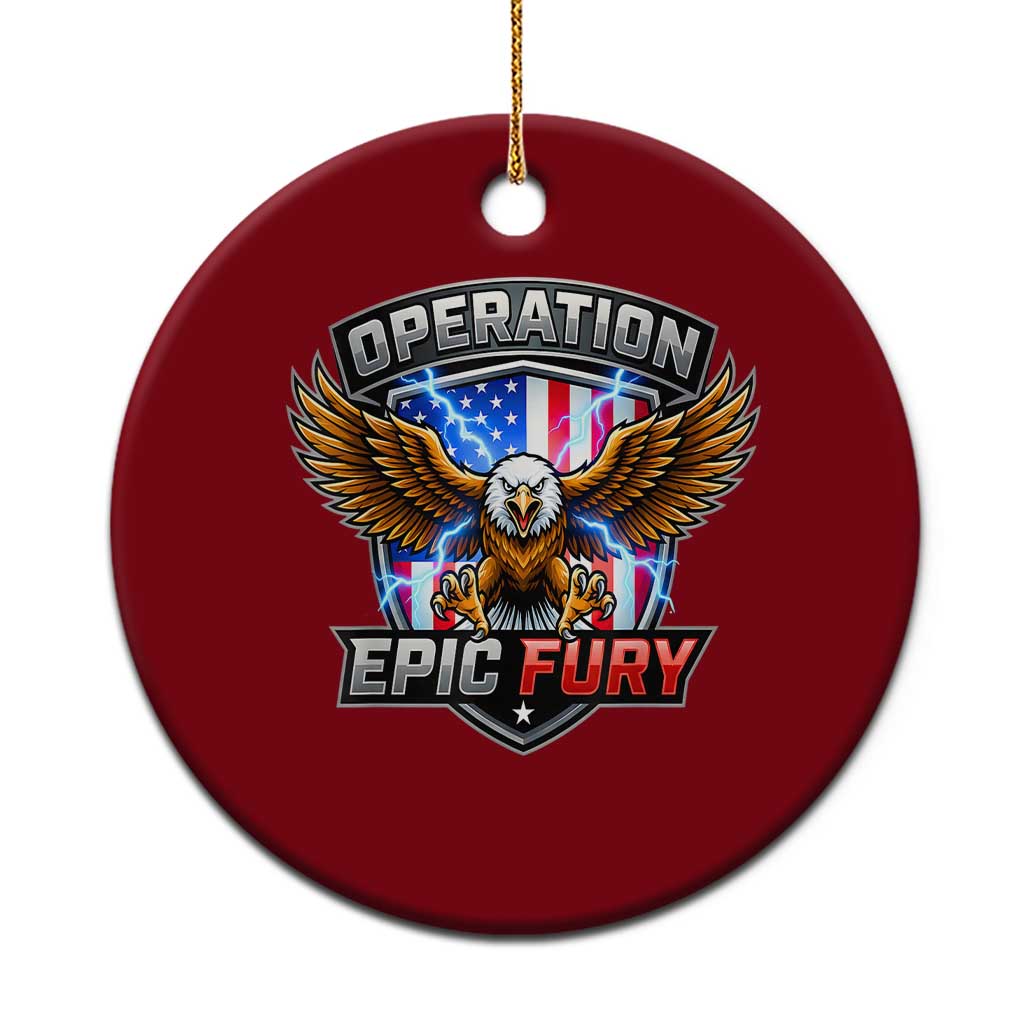 Operation Epic Fury Patriotic Bald Eagle Ceramic Ornament American Flag Shield Graphic Freedom Pride TS02 1pc Red Print Your Wear