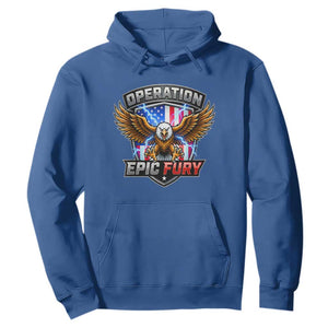 Operation Epic Fury Patriotic Bald Eagle Hoodie American Flag Shield Graphic Freedom Pride TS02 Royal Blue Print Your Wear