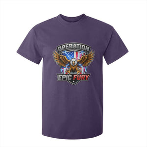 Operation Epic Fury Patriotic Bald Eagle T Shirt For Kid American Flag Shield Graphic Freedom Pride TS02 Purple Print Your Wear