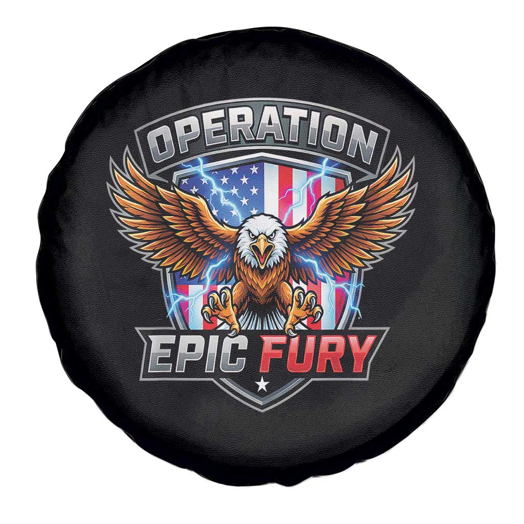 Operation Epic Fury Patriotic Bald Eagle Spare Tire Cover American Flag Shield Graphic Freedom Pride TS02 Print Your Wear