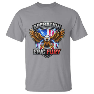 Operation Epic Fury Patriotic Bald Eagle T Shirt American Flag Shield Graphic Freedom Pride TS02 Sport Gray Print Your Wear