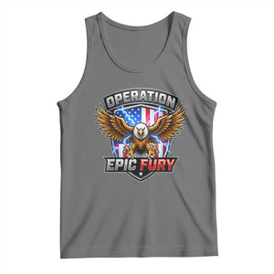 Operation Epic Fury Patriotic Bald Eagle Tank Top American Flag Shield Graphic Freedom Pride TS02 Black Heather Print Your Wear