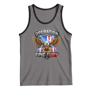 Operation Epic Fury Patriotic Bald Eagle Tank Top American Flag Shield Graphic Freedom Pride TS02 Deep Heather Black Print Your Wear