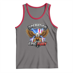Operation Epic Fury Patriotic Bald Eagle Tank Top American Flag Shield Graphic Freedom Pride TS02 Deep Heather Red Print Your Wear