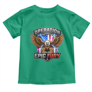 Operation Epic Fury Patriotic Bald Eagle Toddler T Shirt American Flag Shield Graphic Freedom Pride TS02 Irish Green Print Your Wear