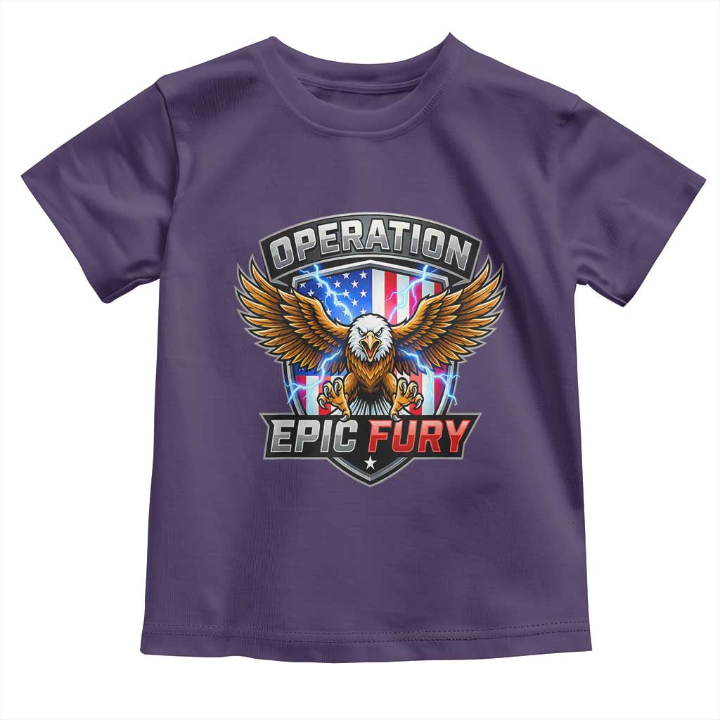 Operation Epic Fury Patriotic Bald Eagle Toddler T Shirt American Flag Shield Graphic Freedom Pride TS02 Purple Print Your Wear