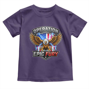 Operation Epic Fury Patriotic Bald Eagle Toddler T Shirt American Flag Shield Graphic Freedom Pride TS02 Purple Print Your Wear