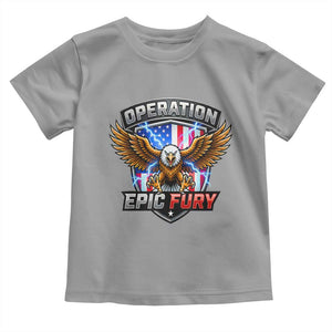 Operation Epic Fury Patriotic Bald Eagle Toddler T Shirt American Flag Shield Graphic Freedom Pride TS02 Sport Gray Print Your Wear