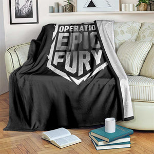 Operation Epic Fury Bold Tactical Shield Graphic Throw Blanket Strong Patriotic Statement Freedom Supporters TS02 Print Your Wear