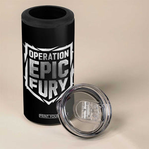Operation Epic Fury Bold Tactical Shield Graphic 4 in 1 Can Cooler Tumbler Strong Patriotic Statement Freedom Supporters TS02 Print Your Wear