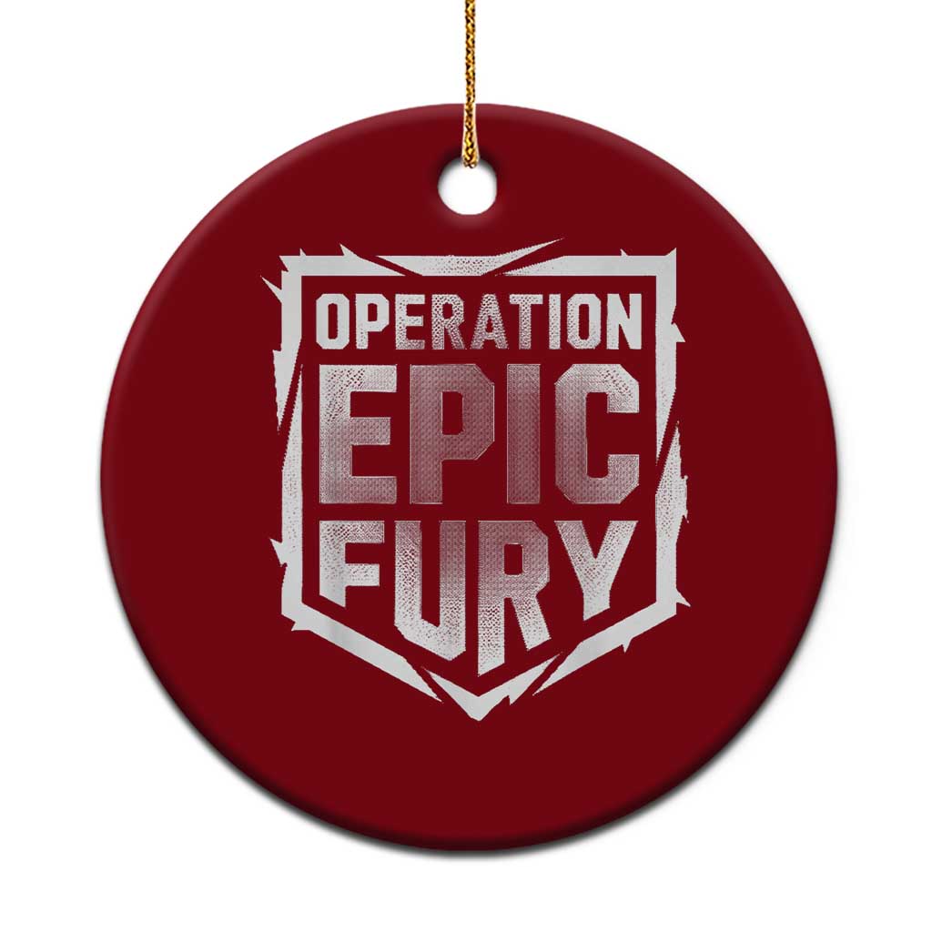 Operation Epic Fury Bold Tactical Shield Graphic Ceramic Ornament Strong Patriotic Statement Freedom Supporters TS02 1pc Red Print Your Wear