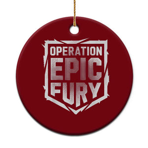Operation Epic Fury Bold Tactical Shield Graphic Ceramic Ornament Strong Patriotic Statement Freedom Supporters TS02 1pc Red Print Your Wear