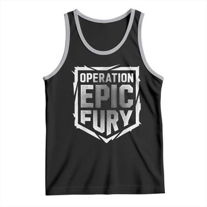 Operation Epic Fury Bold Tactical Shield Graphic Tank Top Strong Patriotic Statement Freedom Supporters TS02 Black Athletic Heather Print Your Wear