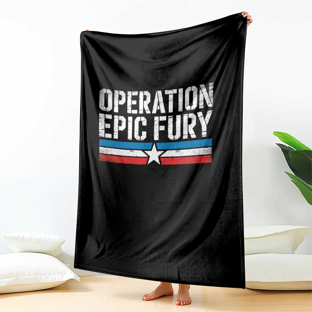 Operation Epic Fury Retro Patriotic Stripe Throw Blanket Vintage American Strength Freedom Supporters TS02 Print Your Wear