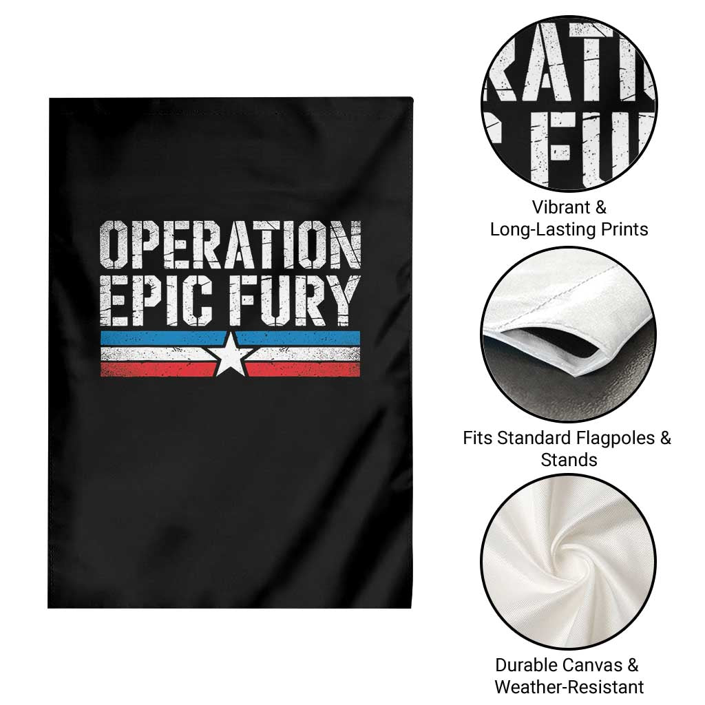 Operation Epic Fury Retro Patriotic Stripe Garden Flag Vintage American Strength Freedom Supporters TS02 Print Your Wear