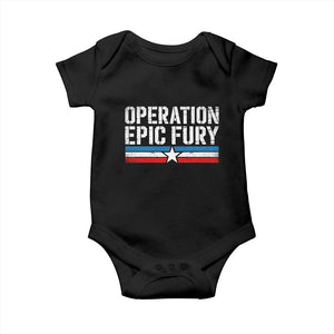 Operation Epic Fury Retro Patriotic Stripe Baby Onesie Vintage American Strength Freedom Supporters TS02 Black Print Your Wear