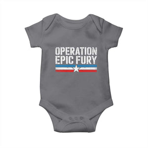 Operation Epic Fury Retro Patriotic Stripe Baby Onesie Vintage American Strength Freedom Supporters TS02 Charcoal Print Your Wear